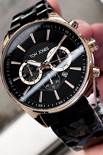 Tom Jones Siyah Çelik Kordon Erkek Kol Saati Agr512