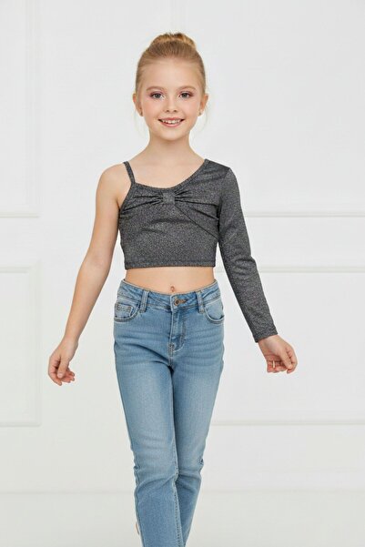 kübra kids Бляскаво изрязване за момиче с една презрамка