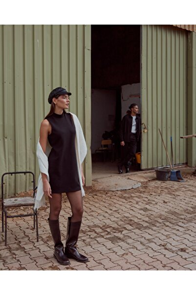 VENA Φόρεμα Mira Half Fisherman Interlock-Μαύρο