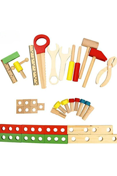 OEM Educational Role Play Toy for Children, Foldable Wooden Tool Set, 34 Accessories