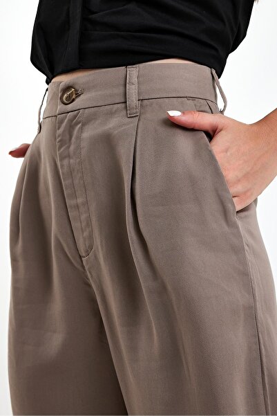 VENA Kadın Palazzo Vizon Wide Leg Kumaş Pantolon (Lyocell)