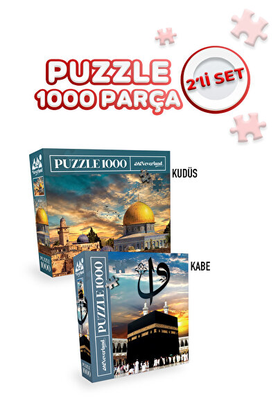 Neverland 2 Adet 1000 Parça Puzzle - Kudüs ve Kutsal Kabe