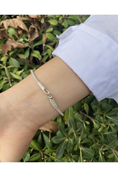 KAZZAZE Gümüş Kazaziye Top Detaylı Örme Bileklik- Geleneksel Tasarım El İşi Bileklik