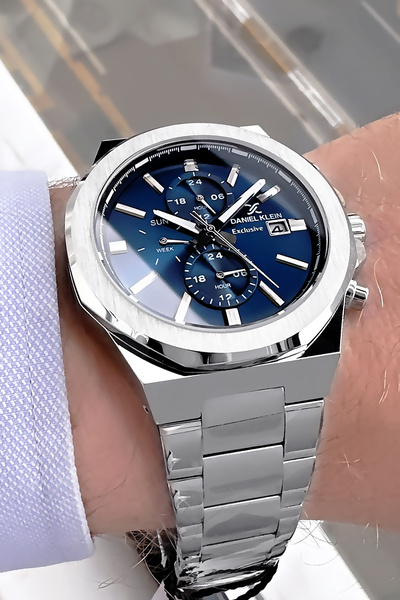 Daniel Klein ساعة يد رجالية 3 أتم مقاومة للماء بلون فضي وسوار فولاذي حصري dke...