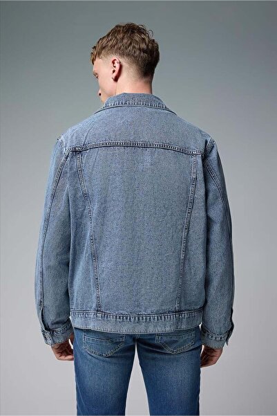 VENA Mark Oversize Wide Cut Med Blue Jean Jacket-Med Blue