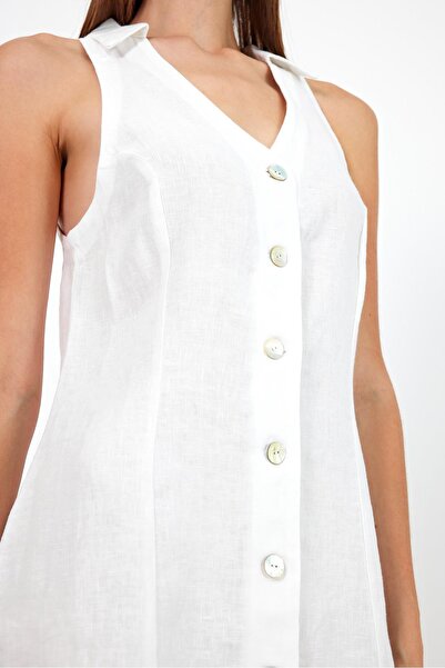 VENA Hola Linen Dress-White