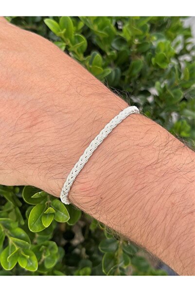KAZZAZE Gümüş Kazaziye Kalın Iki Sıralı Tilki Kuyruğu El Örgüsü Bileklik Bıl2006