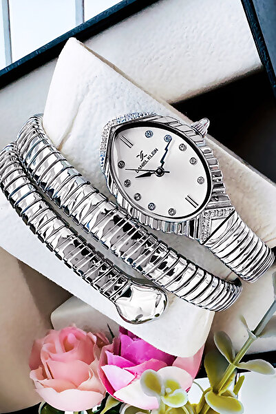 Daniel Klein Yılan Saat Model - Kadın Kol Saati, Su Geçirmez Gümüş Renk Çelik Kordon - Bileklik Hediye GDKB2011C5