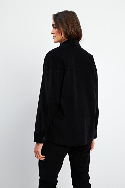 VENA Πουκάμισο Tina Slim Corduroy-Μαύρο