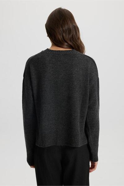 VENA Anita Bisiklet Yaka Triko Kazak-Antrasit