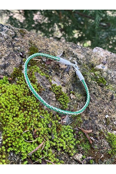 KAZZAZE Yeşil Tilki Kuyruğu Örgü Gümüş Kazaziye Bileklik