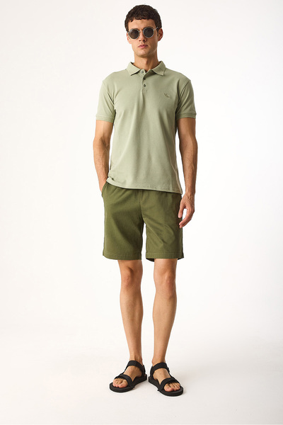 VENA Σορτς από γαμπαρντίνα με ελαστική μέση Alfred Beli-Χακί