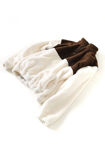 RANESA Λευκό καφέ φούτερ με βελούδινη γαρνιτούρα Welsoft