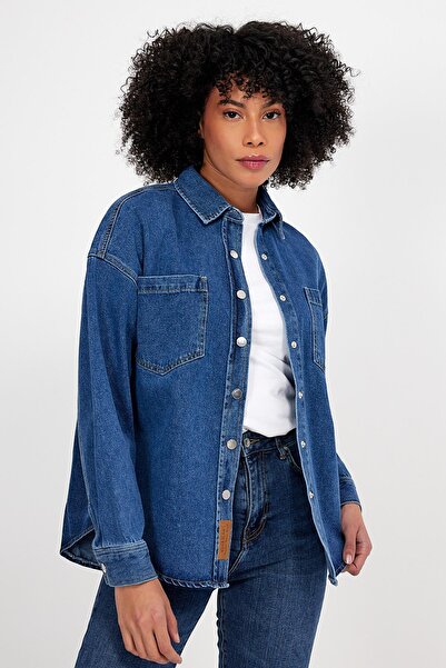 VENA Sementa Dark Blue Boyfriend Jean Gömlek Ceket - Dark Blue