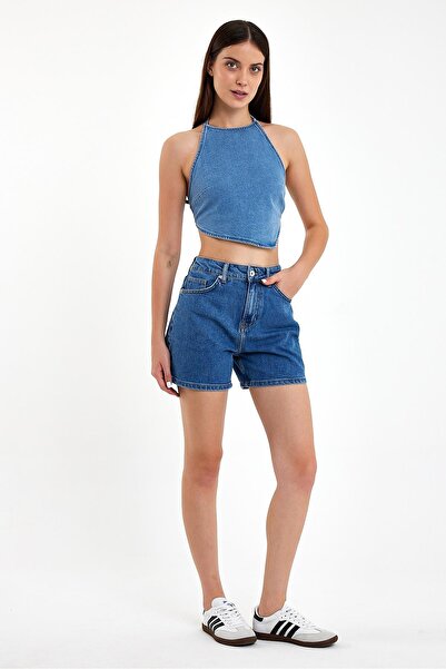VENA Jolie Bermuda Dark Blue Jean Shorts-Σκούρο Μπλε