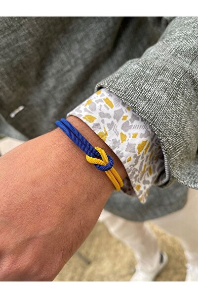 KAZZAZE Gümüş Kazaziye Taraftar Bilekliği Sarı Lacivert Fener Bahçe Spor Renkleri