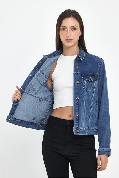 VENA Ally Dark Blue Slim Fit Jean Jacket - Dark Blue