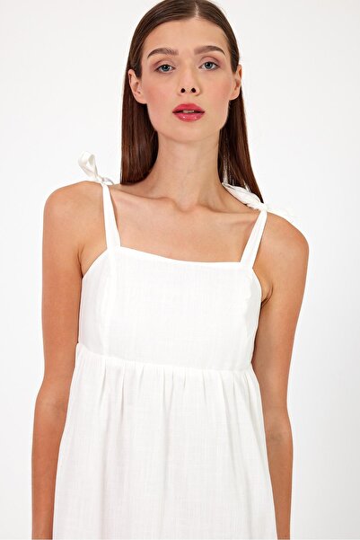 VENA Mia Long Dress with Straps-Ecru