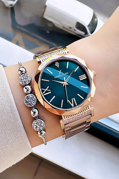 Daniel Klein ساعة يد نسائية 3 Atm مقاومة للماء باللون الأبيض وسوار فولاذي وعلبة كبيرة Gdkb2003c1