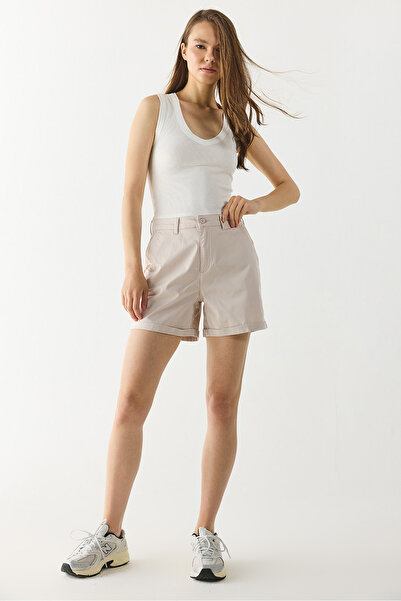 VENA Χελεν Υψηλή Μέση Gabardine Bermuda Σορτς - ΛΙΘΟΣ