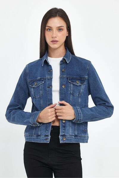 VENA Ally Dark Blue Slim Fit Jean Jacket - Dark Blue