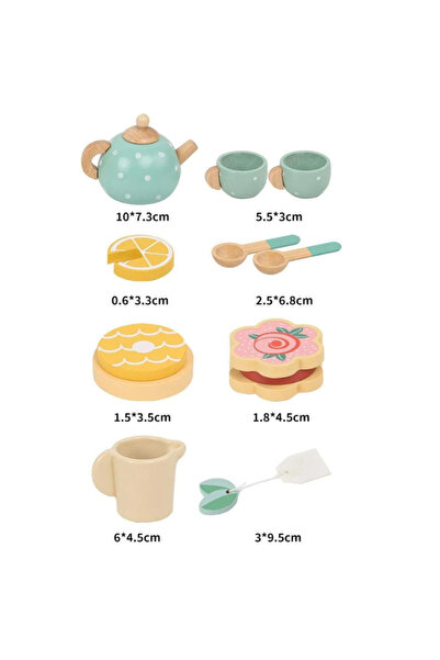 OEM Set cu ceainic si cesti din lemn, joc de rol pentru copii, Afternoon Tea, Montessori, 15 piese, 3+