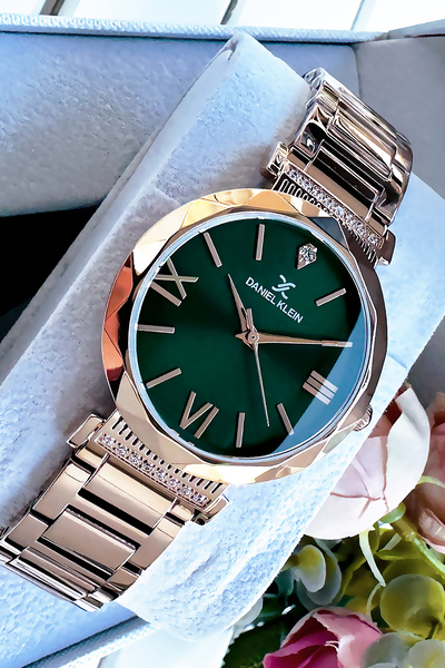 Daniel Klein Kesme Cam Kadın Kol Saati 3 Atm Su Geçirmez Rose Renk Çelik Kordon Bileklik Hediyeli DKBH5198C5