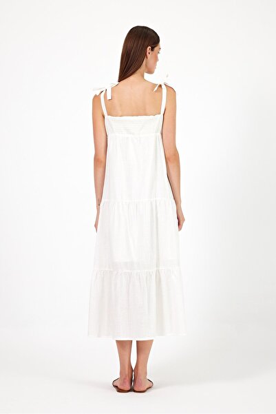 VENA Mia Long Dress with Straps-Ecru