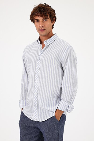 VENA Πουκάμισο Steven Regular Fit με ρίγες Oxford-Μπλε ριγέ