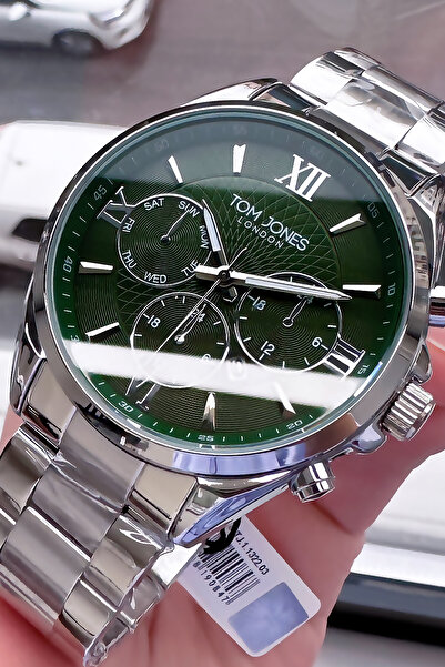 Tom Jones ساعة يد رجالية 3 أتم مقاومة للماء لون فضي سوار فولاذي GTJE2051C2