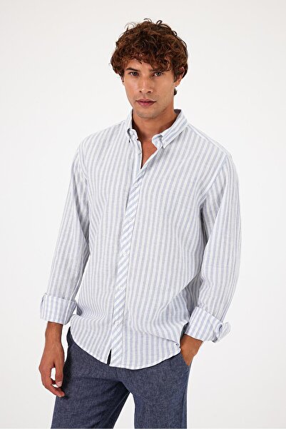 VENA Πουκάμισο Steven Regular Fit με ρίγες Oxford-Μπλε ριγέ