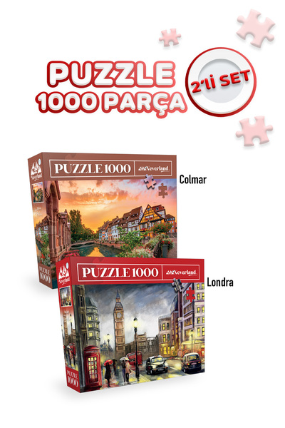 Neverland 2 Adet 1000 Parça Puzzle - Colmar ve Londra