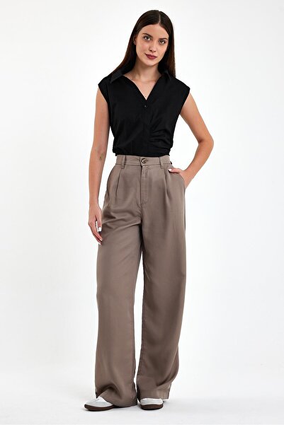 VENA Kadın Palazzo Vizon Wide Leg Kumaş Pantolon (Lyocell)