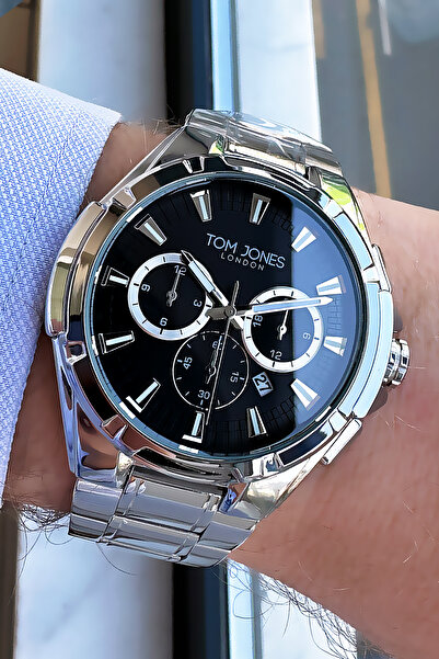 Tom Jones Takvimli Erkek Kol Saati 3 Atm Su Geçirmez Gümüş Renk Çelik Kordon ...