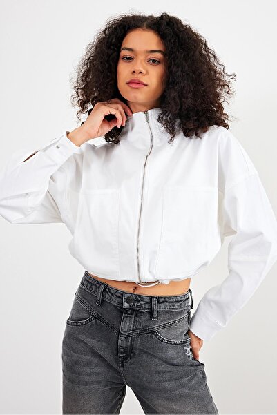 VENA Marla White oversized Μπουφάν τζιν φαρδιά κοπή-Λευκό