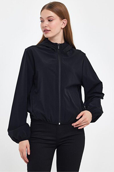 VENA Mary Kapüşonlu Paraşüt Ceket - Siyah