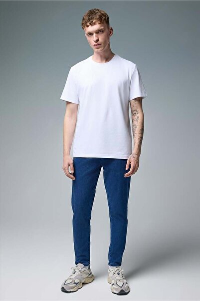 VENA Men's David Dark Blue Slim Fit Jean Trousers with Elastic Waist