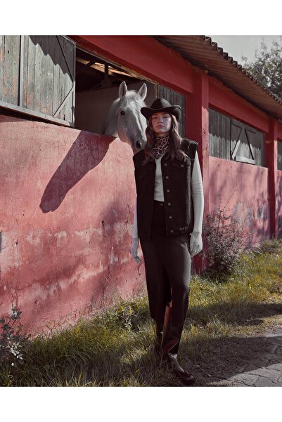 VENA Γυναικείο Μαύρο Μεγάλο Μέγεθος Τζιν Γιλέκο-Μαύρο