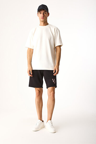 VENA Шорти з бавовняної тканини з принтом Vn - чорні