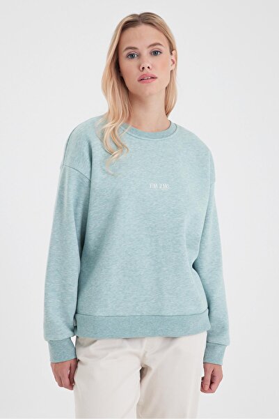 VENA Φούτερ με λογότυπο Cindy με λαιμόκοψη και ανάγλυφο σχέδιο-Μέντα