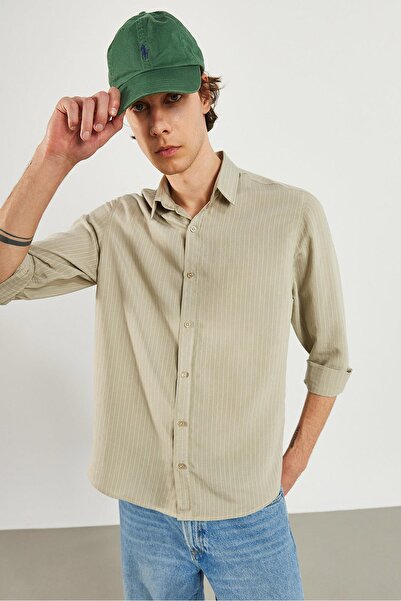 VENA Сорочка прямого крою в смужку - бежева в смужку