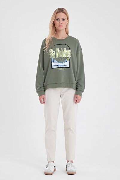 VENA Φούτερ με στάμπα Holiday-Χακί