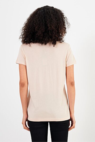 VENA Γυναικείο μπλουζάκι Boyfriend Sand με λαιμόκοψη V με κανονική εφαρμογή Modal (Lyocell)