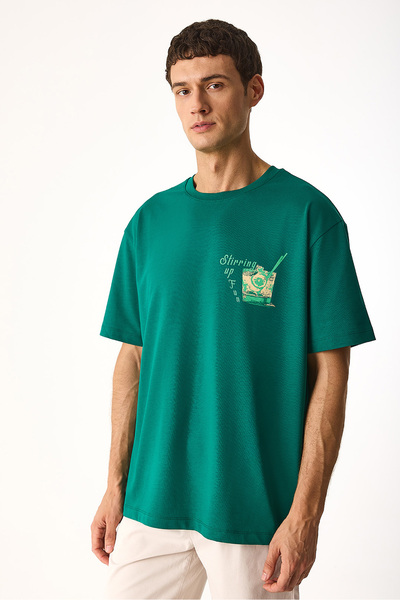 VENA Μπλουζάκι με στάμπα κοκτέιλ-πράσινο