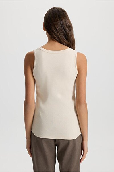 VENA Matilda Button Detailed Fitted Tank Top-Beige