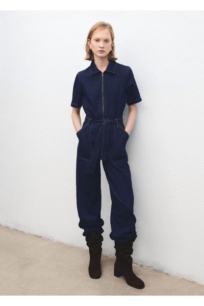 MANGO Woman Kemerli denim tulum