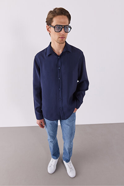 VENA Nicolas М'яка тканина Regular Fit Сорочка (CUPRO) - СИНІЙ