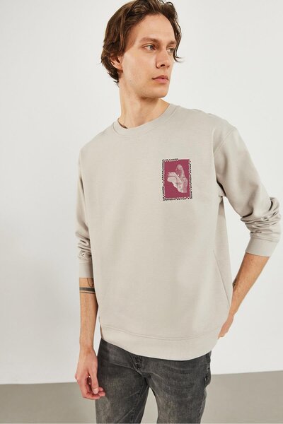 VENA Світшот з принтом Space - Бузковий сірий