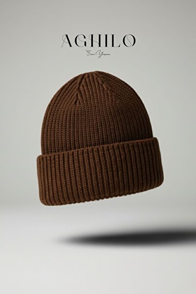 Aghilo Woolen Winter Unisex Ribbed Beanie – Brown