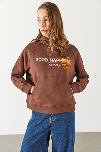 VENA Жіночий світшот з принтом Pasific - коричневий